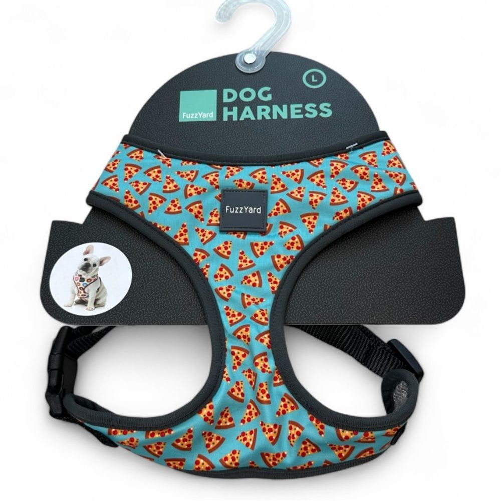 Fuzzyard Pizza Dog Harness Size Large NWT Blue Pet Puppy Walk Gift Adjustable